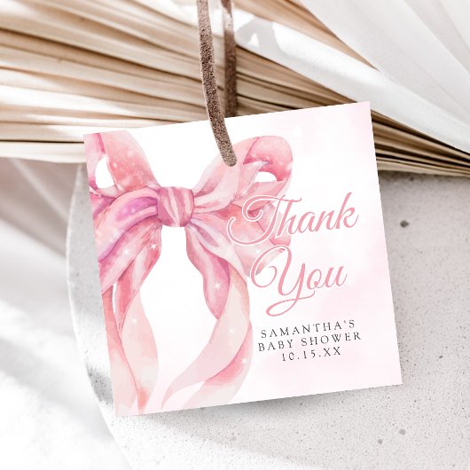 Pink Bow Girl Baby Shower Geschenkanhänger