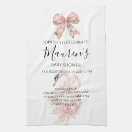 Pink Bow Girl Baby Shower  Geschirrtuch