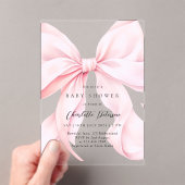 Pink Bow Girl Baby Shower Invitation Acryleinladungen (Insitu (Handheld))