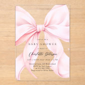 Pink Bow Girl Baby Shower Invitation Acryleinladungen (Vorderseite)
