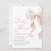 Pink Bow Girl Baby Shower Invitation Einladung (Vorderseite)