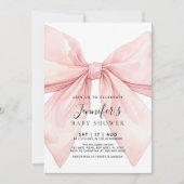 Pink Bow Girl Baby Shower Invitation Einladung (Vorderseite)
