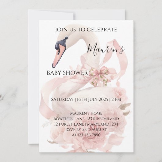 Pink Bow Girl Baby Shower Invitation Einladung (Vorderseite)