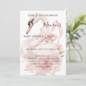 Pink Bow Girl Baby Shower Invitation Einladung (Stehend Vorderseite)