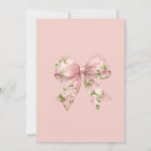 Pink Bow Girl Baby Shower Invitation Einladung (Rückseite)