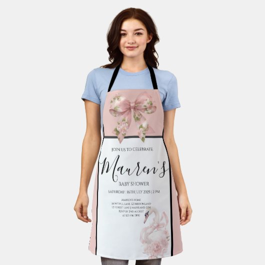 Pink Bow Girl Baby Shower Invitation Schürze (Getragen)