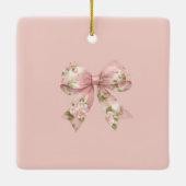 Pink Bow Girl Baby Shower Keramikornament (Rückseite)
