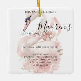 Pink Bow Girl Baby Shower  Keramikornament