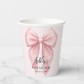 Pink Bow Girl Baby Shower Pappbecher (Vorderseite)