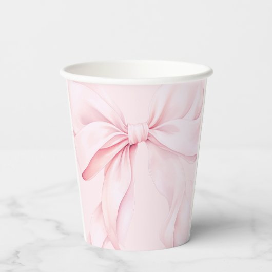 Pink Bow Girl Baby Shower Pappbecher (Rückseite)