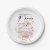 Pink Bow Girl Baby Shower Pappteller (Vorderseite)