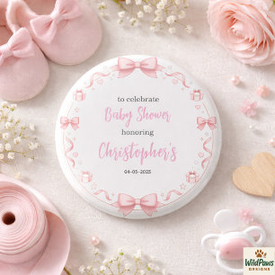 Pink Bow Girl Baby Shower – Süße und lustige Party Button