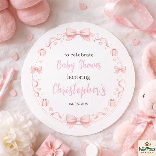 Pink Bow Girl Baby Shower – Süße und lustige Party Runder Aufkleber