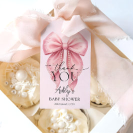 Pink Bow Girl Baby Shower Thank You Geschenkanhänger