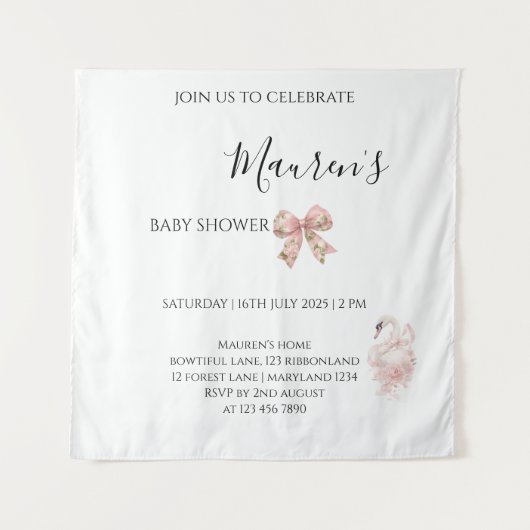 Pink Bow Girl Baby Shower  Wandteppich (Vorderseite)