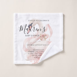 Pink Bow Girl Baby Shower  Waschlappen