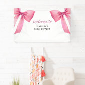 Pink Bow Girl Babydusche Banner (Insitu)