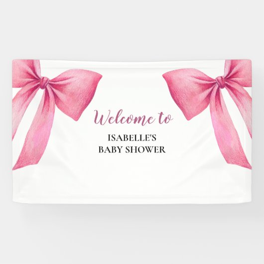 Pink Bow Girl Babydusche Banner (Horizontal)