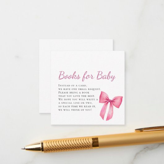 Pink Bow Girl Babydusche Begleitkarte (Vorderseite/Rückseite Beispiel)