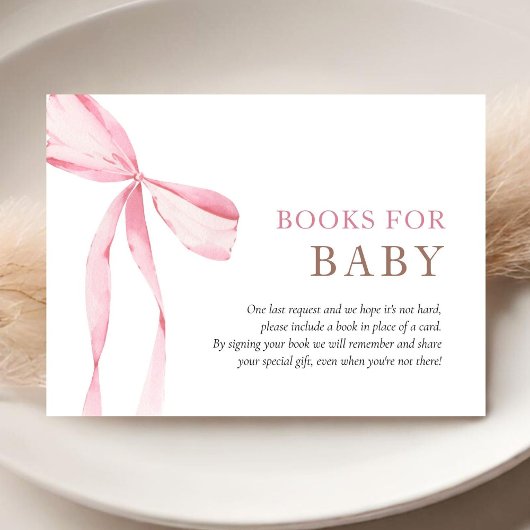 Pink Bow Girl Babydusche Bücher für Baby Begleitkarte