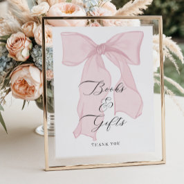 Pink Bow Girl Babydusche Bücher und Geschenke Poster