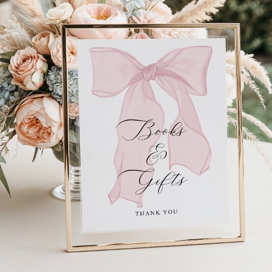 Pink Bow Girl Babydusche Bücher und Geschenke Poster