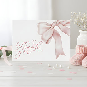 Pink Bow Girl Babydusche Danke Karte