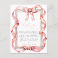 Pink Bow Girl Babydusche Danke PostCard
