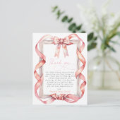 Pink Bow Girl Babydusche Danke PostCard Postkarte (Stehend Vorderseite)