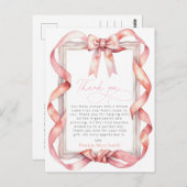 Pink Bow Girl Babydusche Danke PostCard Postkarte (Vorne/Hinten)