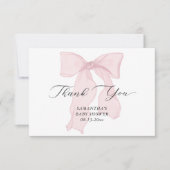 Pink Bow Girl Babydusche Dankeskarte (Vorderseite)