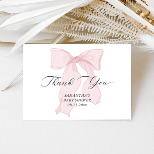 Pink Bow Girl Babydusche Dankeskarte