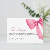 Pink Bow Girl Babydusche Dankeskarte (Stehend Vorderseite)