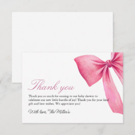 Pink Bow Girl Babydusche Dankeskarte
