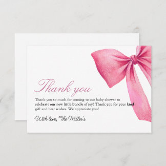 Pink Bow Girl Babydusche Dankeskarte