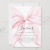 Pink Bow Girl Babydusche Einladung (Vorderseite)