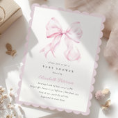 Pink Bow Girl Babydusche Einladung