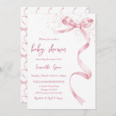 Pink Bow Girl Babydusche Einladung (Vorne/Hinten)