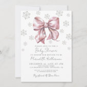 Pink Bow Girl Babydusche Einladung (Vorderseite)