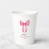 Pink Bow Girl Babydusche Pappbecher (Rückseite)