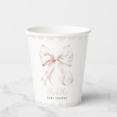 Pink Bow Girl Babydusche Pappbecher (Vorderseite)