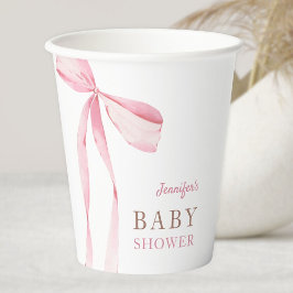 Pink Bow Girl Babydusche Pappbecher