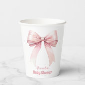 Pink Bow Girl Babydusche Pappbecher (Rückseite)