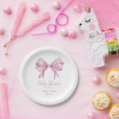 Pink Bow Girl Babydusche Pappteller (Party)