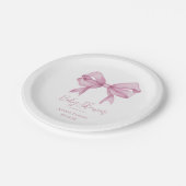 Pink Bow Girl Babydusche Pappteller (Schrägansicht)