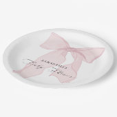 Pink Bow Girl Babydusche Pappteller (Schrägansicht)