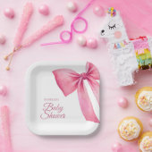Pink Bow Girl Babydusche Pappteller (Party)