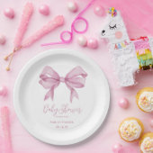 Pink Bow Girl Babydusche Pappteller (Party)