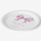 Pink Bow Girl Babydusche Pappteller (Schrägansicht)