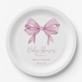 Pink Bow Girl Babydusche Pappteller